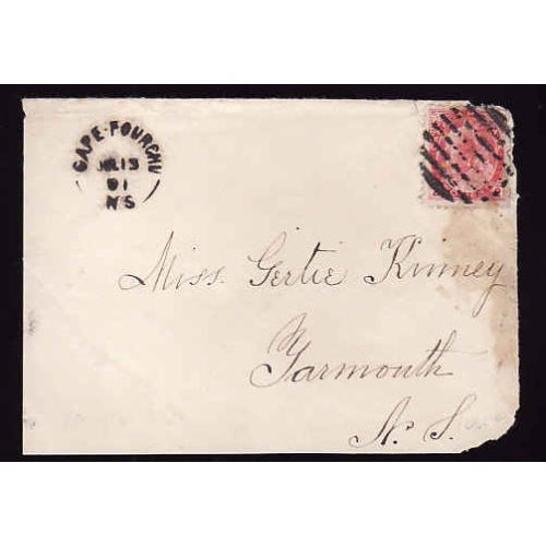Canada-cover #13093-2c-Cape Fourchu,NS Jul 13 1901-B/S Yarmouth,NS-Jy 13 1901