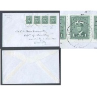 Canada-#9689 -  4c Grain elevator+10c Parliament FDC reg'd to the UK - Wellington