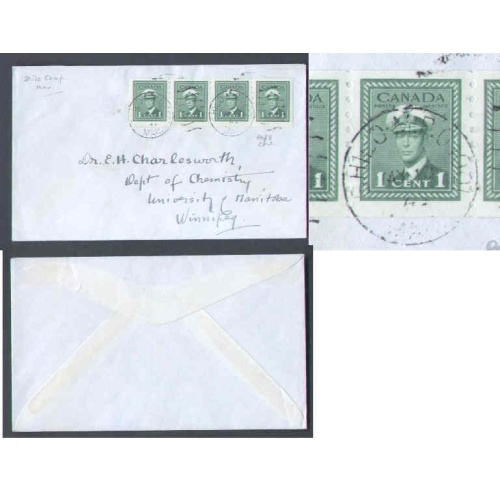 Canada-#9689 -  4c Grain elevator+10c Parliament FDC reg'd to the UK - Wellington