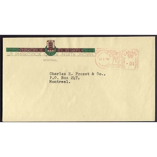 Canada-cover  #10009- 4c meter #148075 - Montreal,Quebec-23 1 1959-CC illustrated ad "Pharmacie