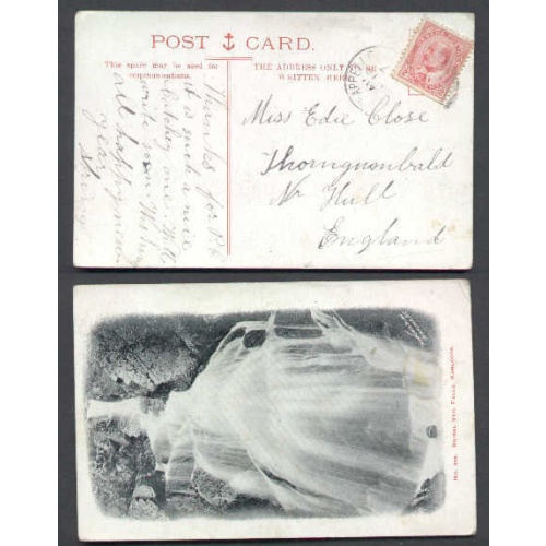 Canada-cover #4867-2c-p/c to England-Chappelle,Que-Jan 14 1907-Bridal Veil Falls