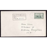 Canada-cover #13516-13c green tank [#258] reg'd-FDC-Ottawa,Canada-ul 1 1942