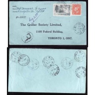 Canada-cover #13591-4c+20c reg'd-Conception Harbour-B/S St J&PAB/ RPO-NL 58