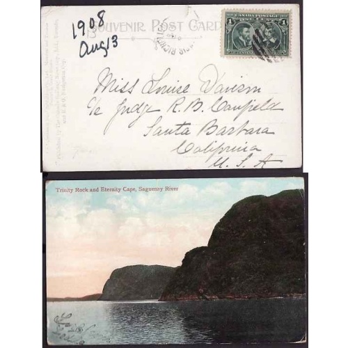 Canada-cover #10380-1c Tercentenary-p/c- Manoir Richrield,Que-Au 8 1908
