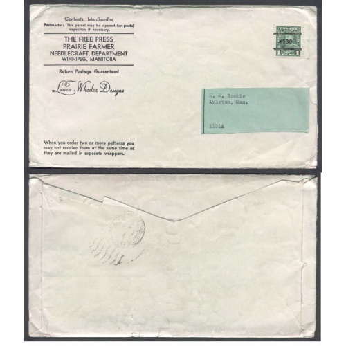 Canada-cover #4497-1c precancel #4530-The Free Press Prairie Farmer-Lyleton,Man