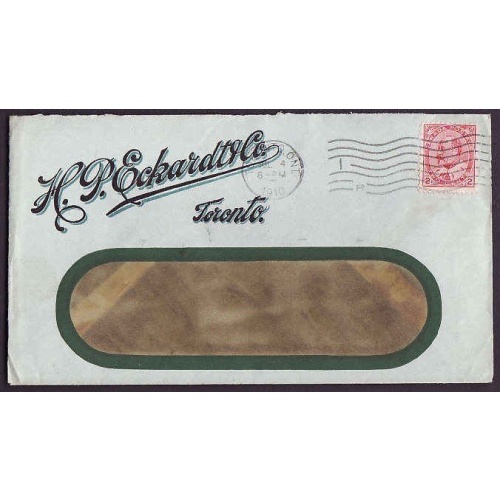 Canada-cover #10129-2c Edward-early use of window envelope-York Cnty-Toronto