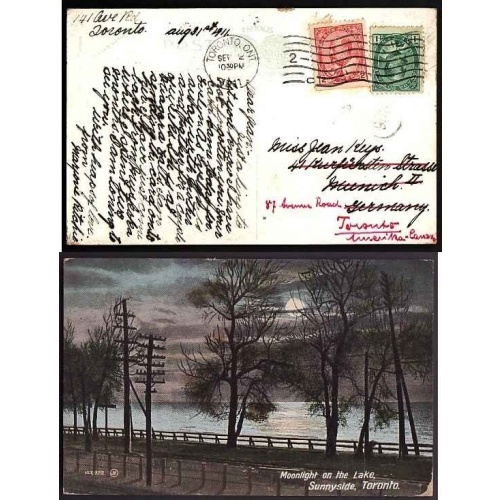 Canada-cover #10176-1c+2c Edward [overpays]-p/c-Germany-York Cnty-Toronto