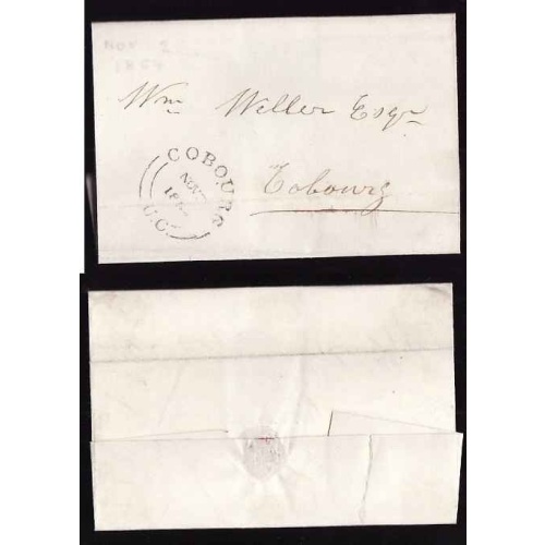 Canada-cover #13121-Stampless drop letter-Northumberland Cnty-Cobourg,UC