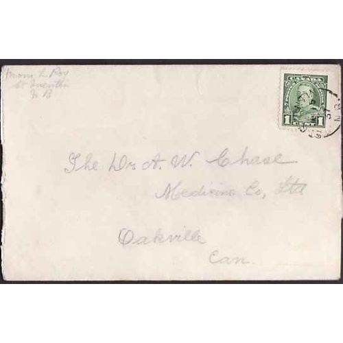 Canada-cover #10293 - 1c KGV pictorial - St. Quentin, NB - Jan 15 1937 -