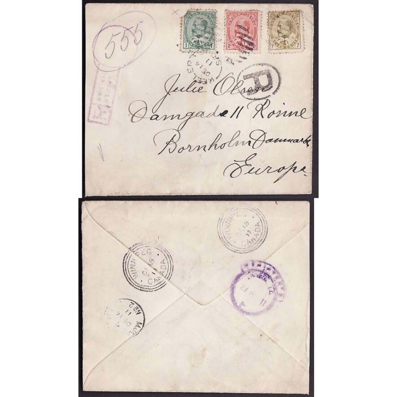 Canada-cover #10167-1c[corner missing]+2c+7c Edwards reg'd-Keeler,Sask-De 14