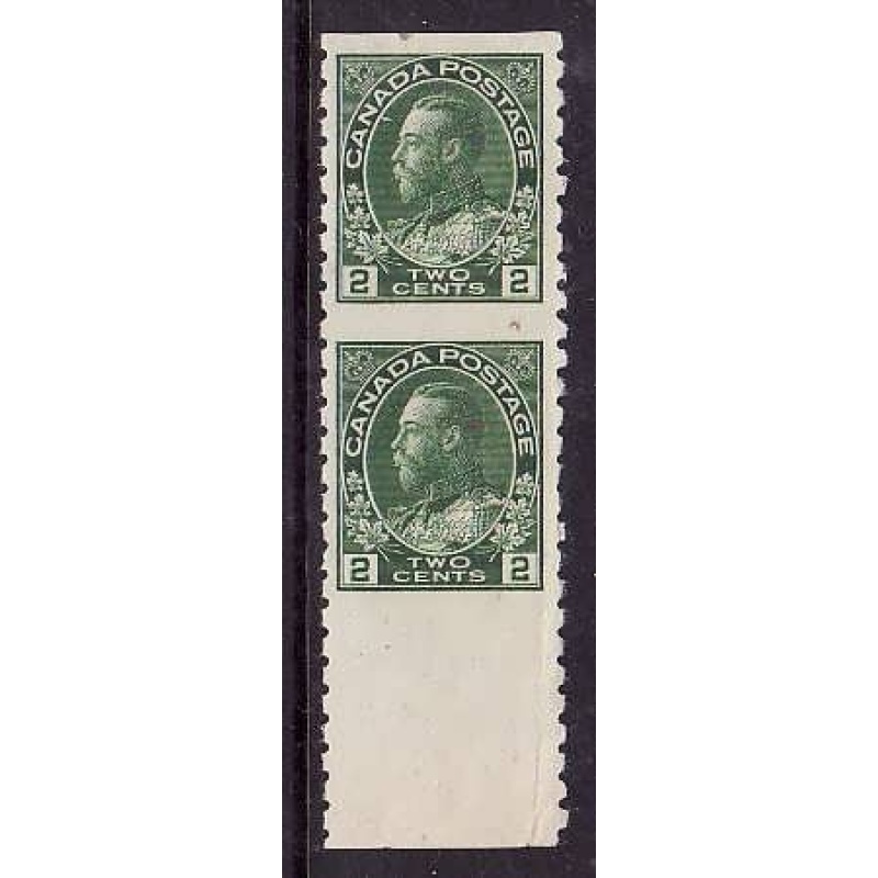 Canada-Sc#128a- id9-unused og H/NH 2c KGV part perf coil -1924-top stamp hinged