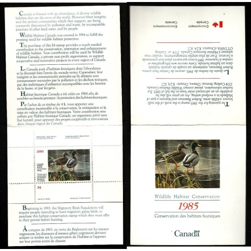 Canada-Unitrade#FWH1-unused NH Federal Wildlife Habitat booklet-Birds-Ducks1985-