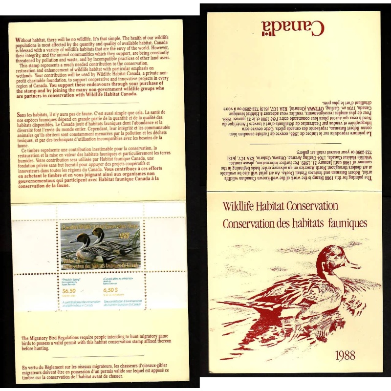 Canada-Unitrade#FWH4-unused NH Federal Wildlife Habitat booklet-Birds-Ducks-1988