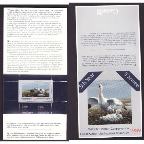 Canada-Unitrade#FWH5-unused NH Federal Wildlife Habitat booklet-Birds-Swans-1989-