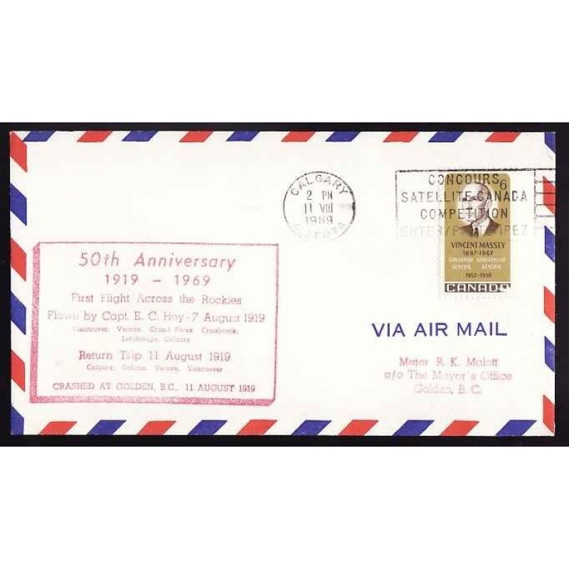 Canada-cover #13453-6c AAMC A6950-anniversary-first flight-Rockies-Calgary