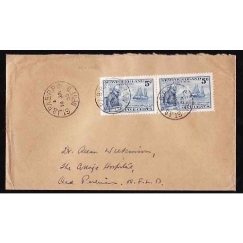Canada-cover #13584-5c(2) Grenfell-St J&PAB RPO/NEWF'D-Ju 14 1955 [NL52]-