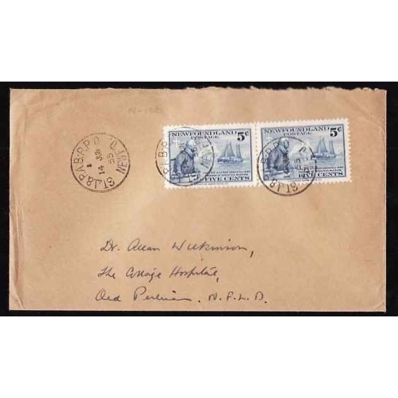 Canada-cover #13584-5c(2) Grenfell-St J&PAB RPO/NEWF'D-Ju 14 1955 [NL52]-