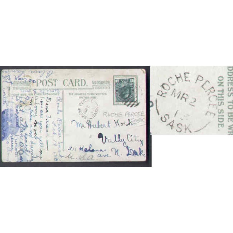 Canada-cover #5667 - 1c Admiral - Roche Percee , Sask - Mr 2 1913