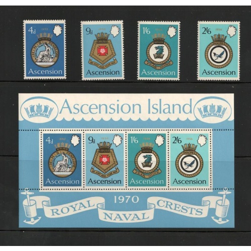 ASCENSION IS Scott #'s 134 - 37a (Stanley Gibbons 130-134) Naval Arms Type MNH F-VF