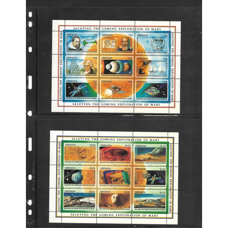 GRENADA Scott #&#039;s 1999 -2002 Souv Sheets of 9  Exploration of Mars, MNH F-VF
