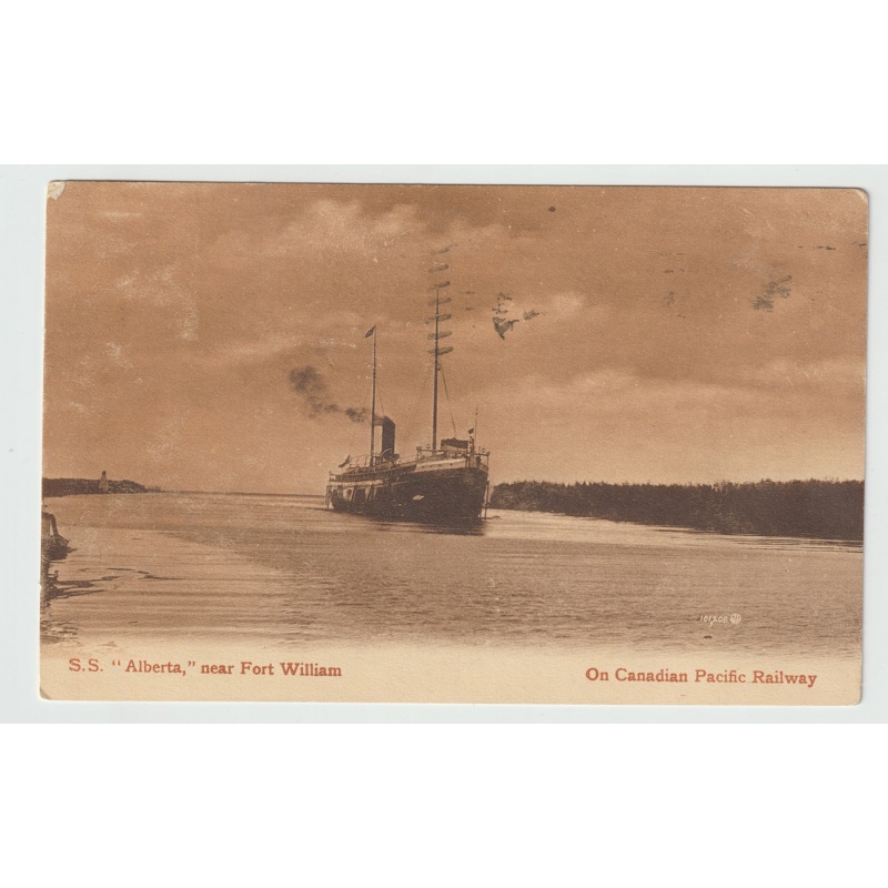 Vintage Postcard -FORT WILLIAM, ONTARIO - S. S. Alberta On Canadian Pacific Railway