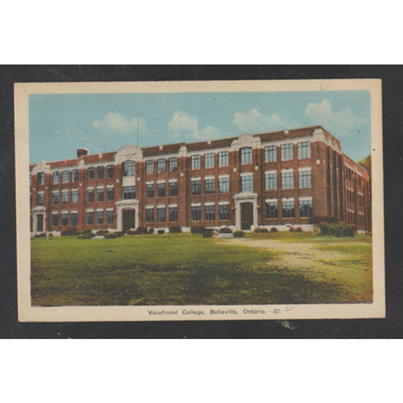Belleville Ontario (Hastings County) Postcard Vocational College White Border Publisher PECO