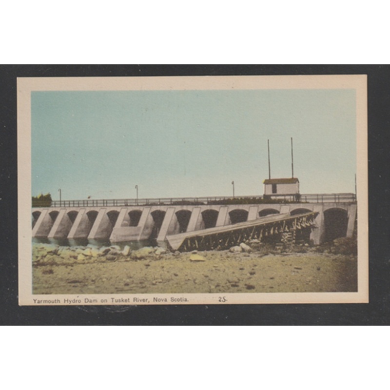 Nova Scotia Postcard Yarmouth Hydro Dam on Tusket River