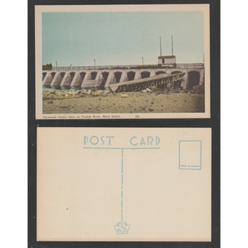 Nova Scotia Postcard Yarmouth Hydro Dam on Tusket River