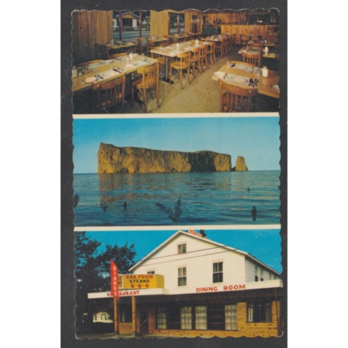 Multi-View Chrome Postcard - PERCE, QUEBEC - Biard's Restaurant