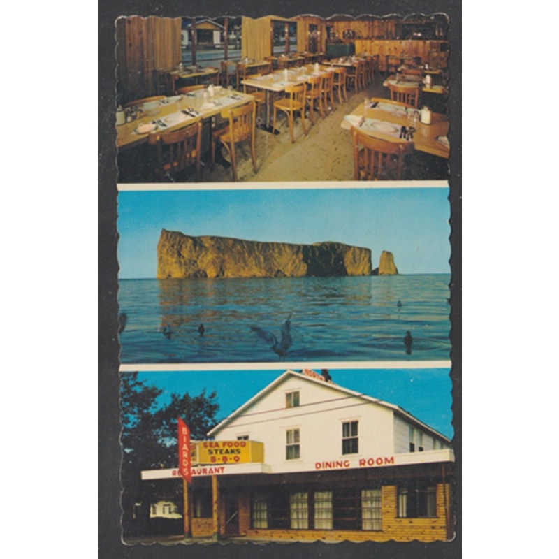 Multi-View Chrome Postcard - PERCE, QUEBEC - Biard's Restaurant