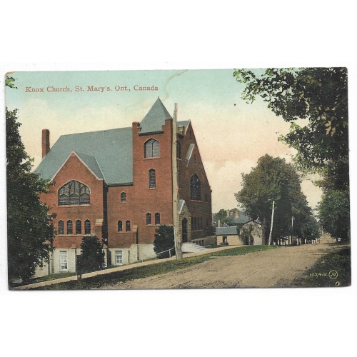Vintage Postcard - Perth County ST, MARY'S, ONTARIO Knox Church - Circa 1911