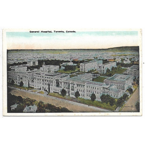 Vintage Postcard - aerial view of TORONTO, ONTARIO  General Hospital