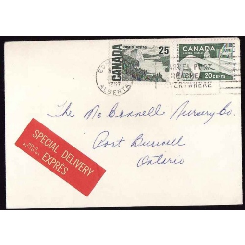Canada-cover #13407-25c+20c Special Delivery-Edmonton,Alberta-1st day of