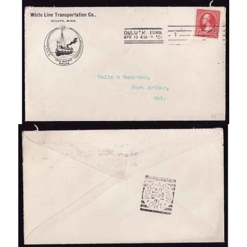 Canada-cover #11738-2c-advertising-receiving-Port Arthur squared circle-AM / Ap