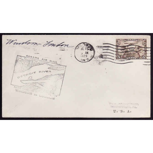 Canada-cover #13220-5c-AAMC 2945i-first flight Windsor to London-Jul 15 1929