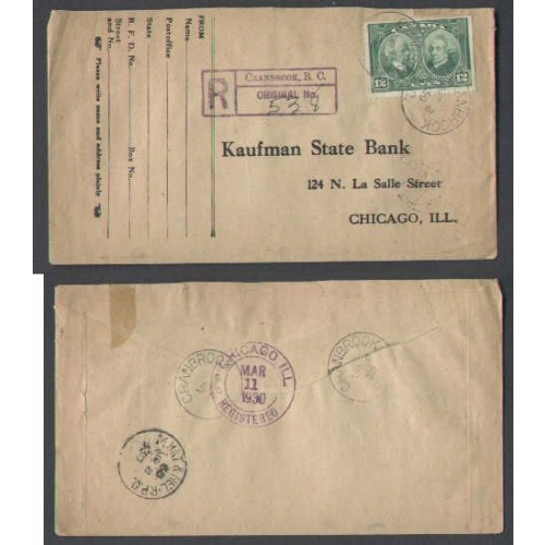 Canada-cover #4844-12c-regd to the US-Cranbrook,BC-B/S RPO-Med Hat &