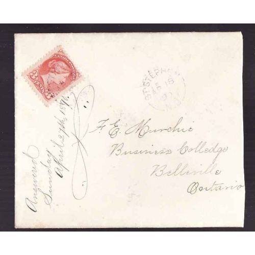 Canada-cover #10214-3c Small Queen-St. Stephen,NB single broken circle - Ap 18