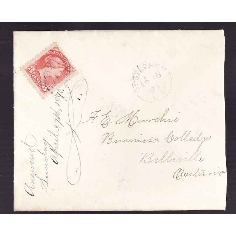 Canada-cover #10214-3c Small Queen-St. Stephen,NB single broken circle - Ap 18