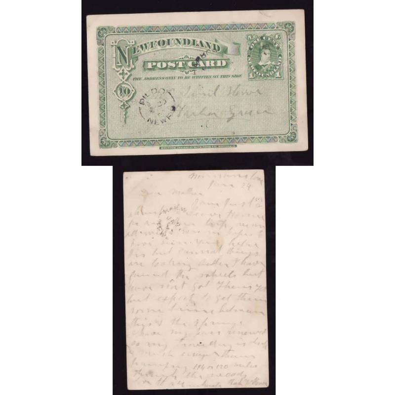 Newfoundland cover- id#35-1c PofW postal stationery [P3]-Dildo Ja 2