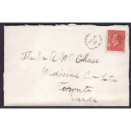 Canada-cover #10267 - 3c KGV medallion - Apohaqui, NB - Fe 11 1935
