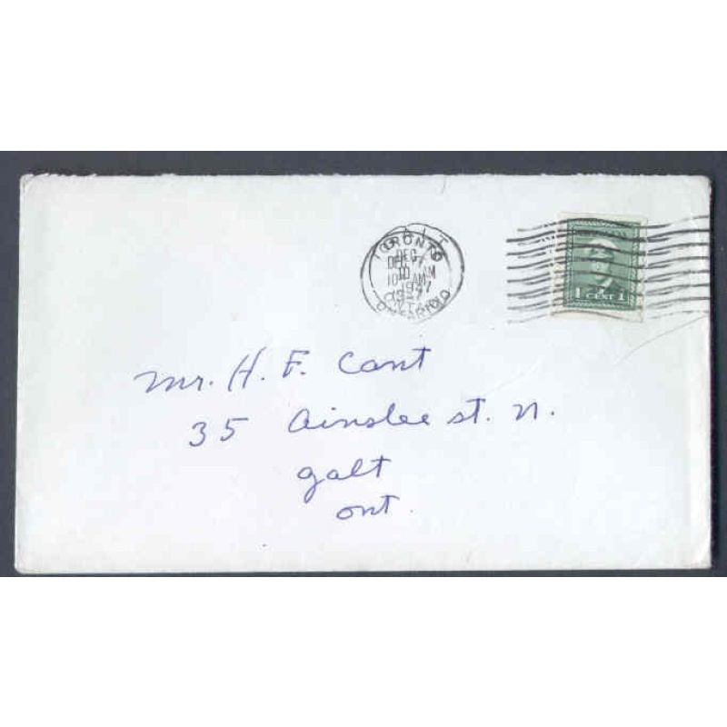 Canada-9705-1c KGVI war [ coil #263 ]-circular rate-York County -Toronto,Ont-Dec