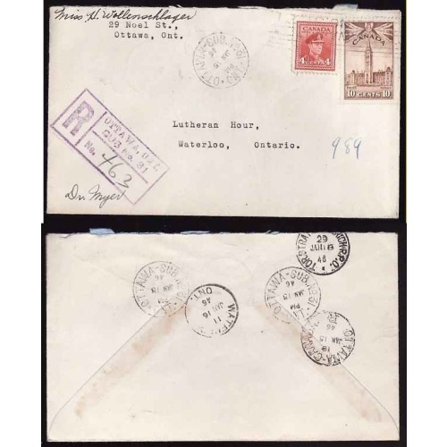 Canada-cover #13179-4c+10c reg'd-Carleton cnty-Ottawa Sub No 31-B/S RPO