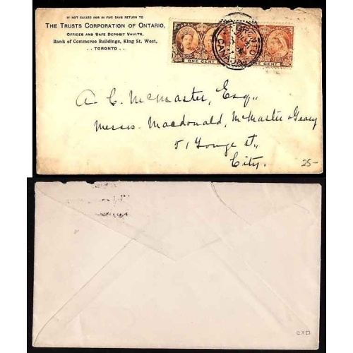 Canada-cover #12006-1c(2) Jubilees [some oxidation]-Toronto,On orb-Jul 31 1897