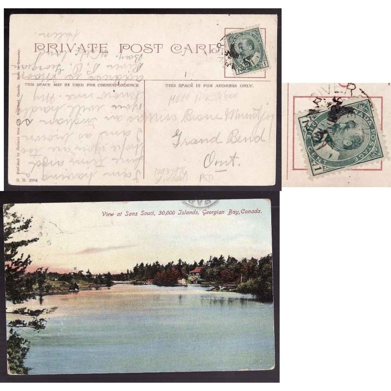 Canada-cover #13869-Parry Sound Dist-Moon River,Ont-Jul 26 1909-new early