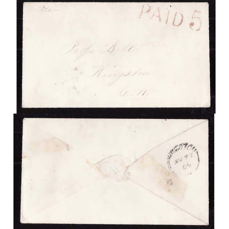 Canada-cover #14365-Stampless-Niagara,CW[very light] Ap 26 1865-H/S Paid 5