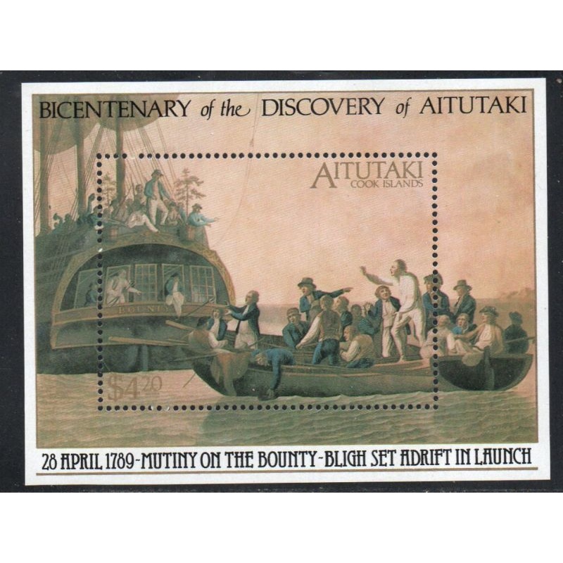 Aitutaki Sc 434 1989 Mutiny on Bounty stamp sheet mint NH