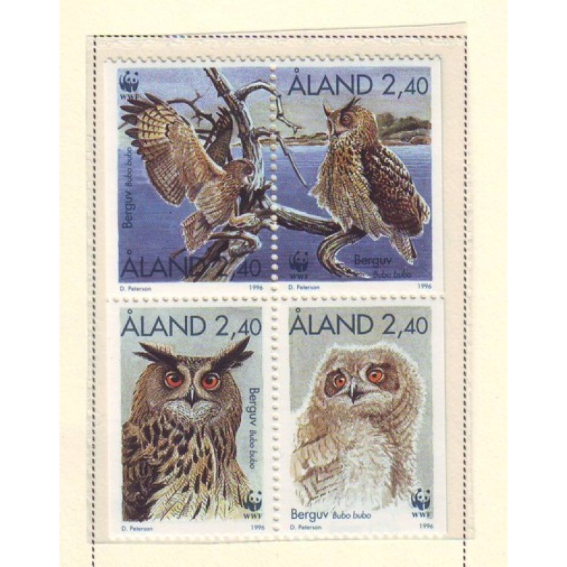 Aland Finland Sc 122-25 1996 Eagle Owl stamp set  mint NH