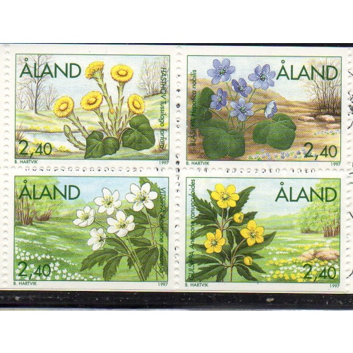 Aland Finland Sc 130-33 1997 Spring Flowers stamp set mint NH