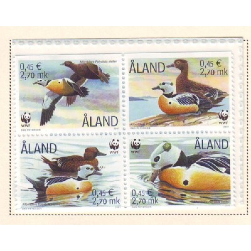 Aland Finland Sc 185 2001 Ducks WWF stamp set mint NH