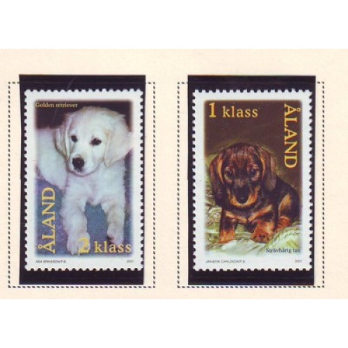 Aland Finland Sc 191-92 2001 Dogs stamp set mint NH